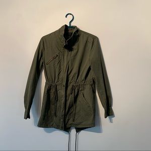 Army green jacket light material.